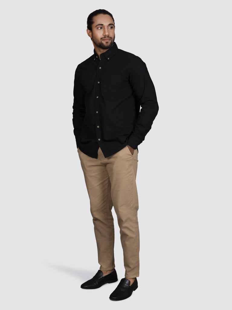 Jet Black Slim Fit Cotton Shirt