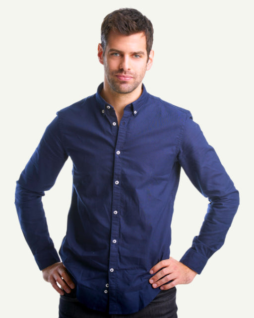 Majestic Blue Slim Fit Cotton Shirt